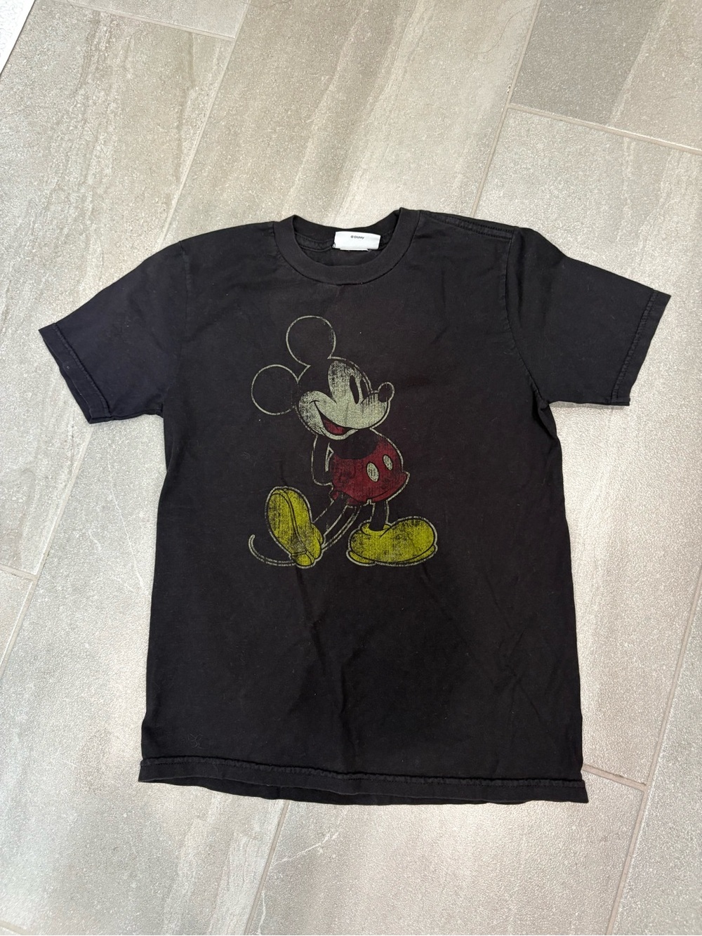 Disney Black Mickey Mouse Graphic Tee with Red & Yellow Accents
